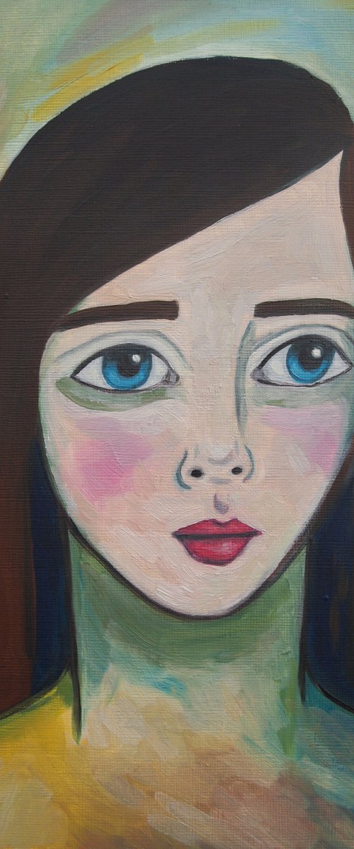 Abstract Portrait- Oil painting on paper by Kitty  Cooper
