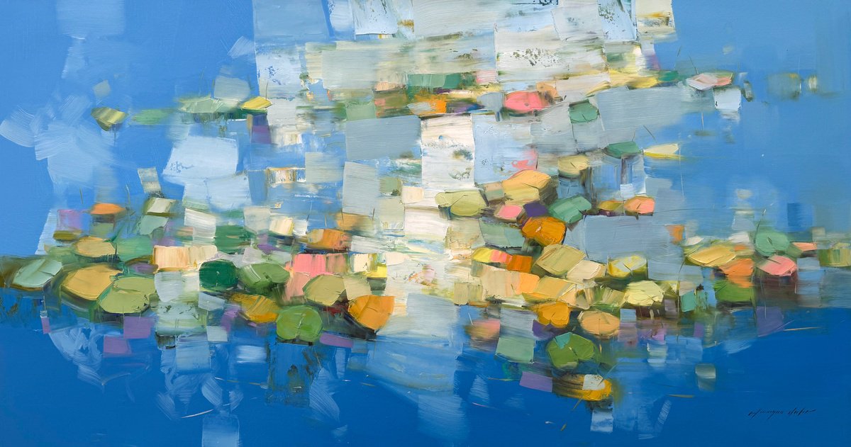 Impressionistic Botanical Oil Painting By Vahe Yeremyan, 56 X 29", Echoes Of Monet, Original Artwork