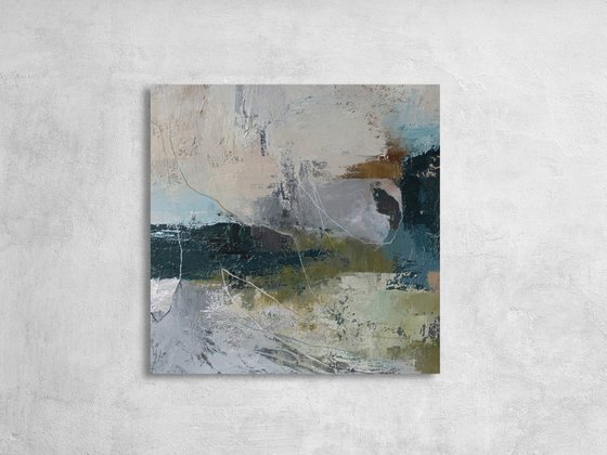 "Fall 4" Blue gray green abstract art