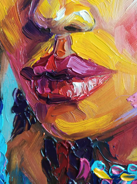 Piercing gaze - portrait, oil painting, woman portrait, woman, woman face, face oil painting