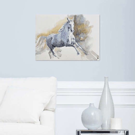 Running white  horse 5(70x50)