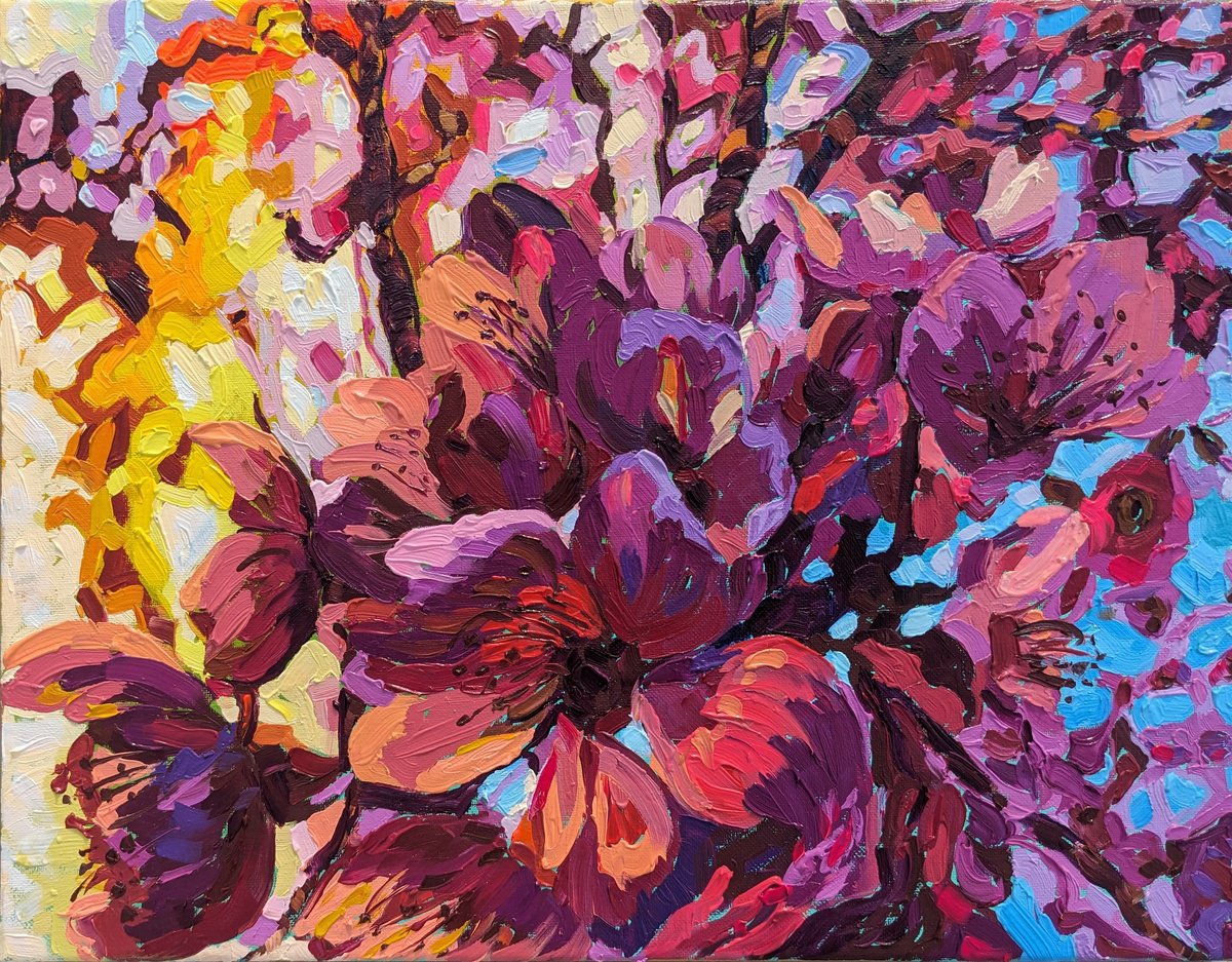 Impressionistic Landscape Oil Painting By Irinagoldenfish, 18 X 14, Apple Blossom(Iii), Original Artwork