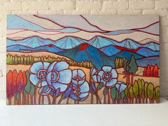 Blue poppies in the mountains