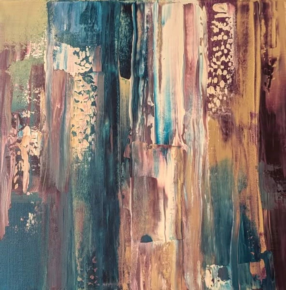 Organic Abstract Acrylic Painting By Lisa Price, 16 X 16", Beyond The Shadow, Original Artwork