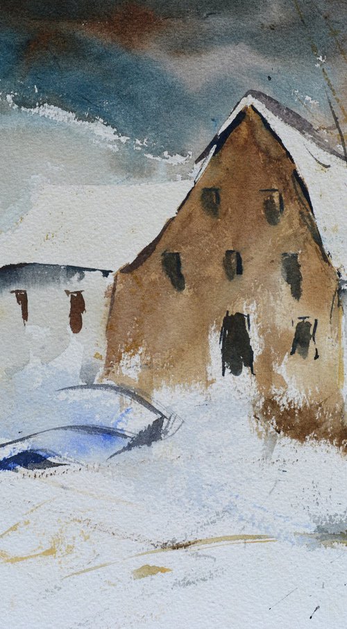 Old farm watercolour by Pol Henry Ledent