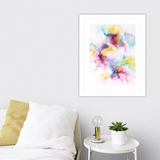 Abstract floral watercolor painting "Rainbow flowers"