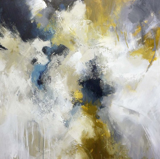 "Flight of fancy" Gray rust abstract art