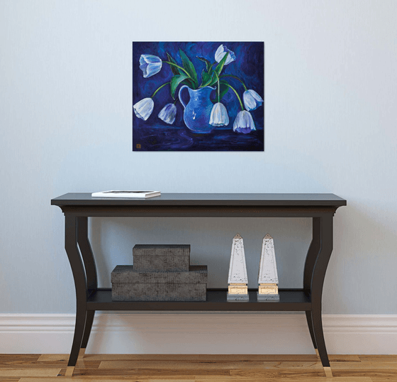 White Tulips In A Jug