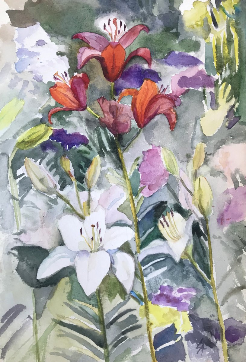 Impressionistic Botanical Watercolour By Elena Lykhodid, 10 X 15, Bloom, Original Artwork