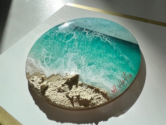 "Little wave" #14 - Miniature round painting