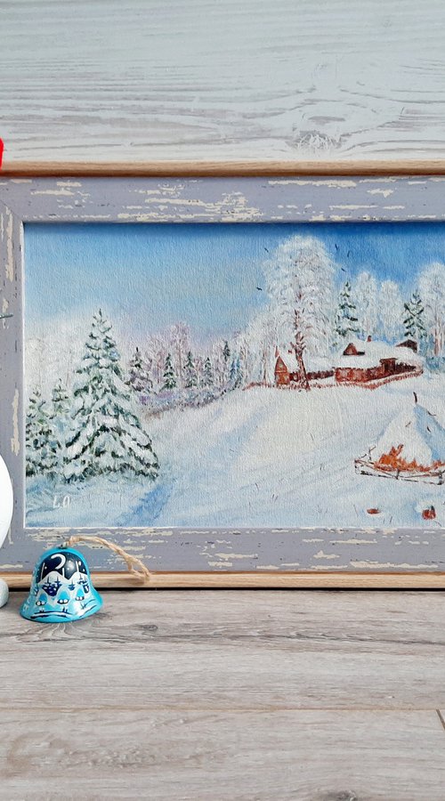 Winter in the village, framed by Luba Ostroushko