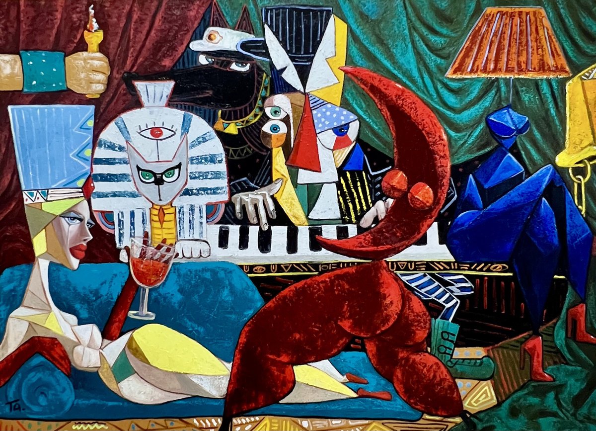 Surrealistic Portrait Oil Painting By Ta Byrne, 71 X 51", Moon Dance, Original Artwork