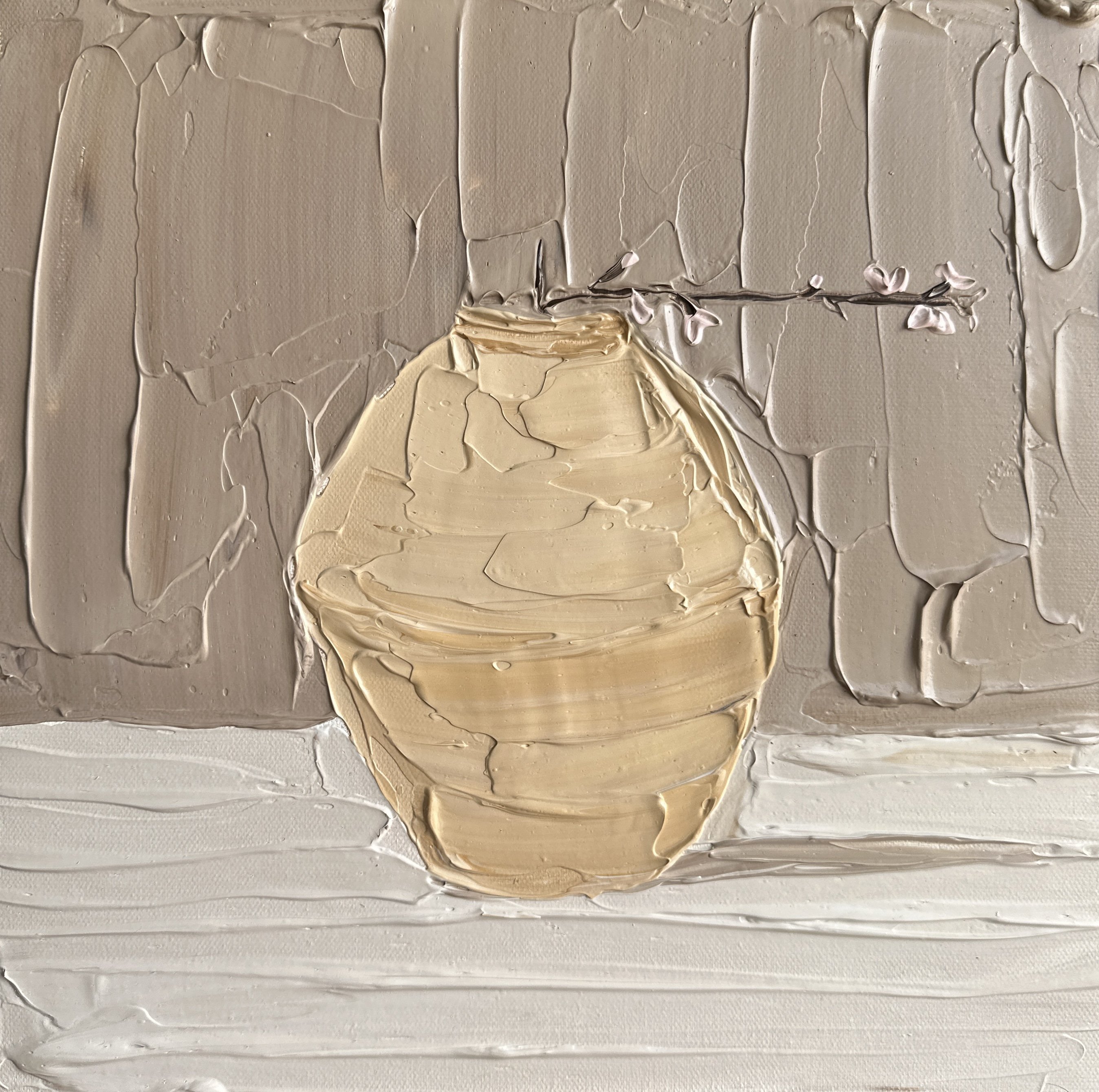 Impressionistic Still Life Acrylic Painting By Guzaliya Xavier, 12 X 12, Vase Aesthetics 3, Original Artwork