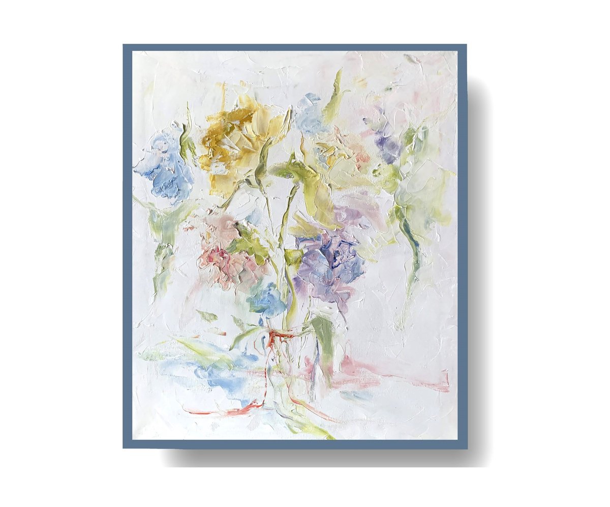 Abstract Flowers On White. By Vita Schagen, 20 X 24, Artwork For Sale On Artfinder