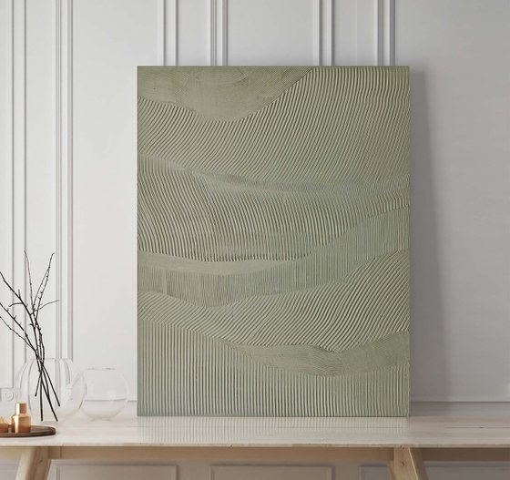 "Green Rye" Green abstract high textured art
