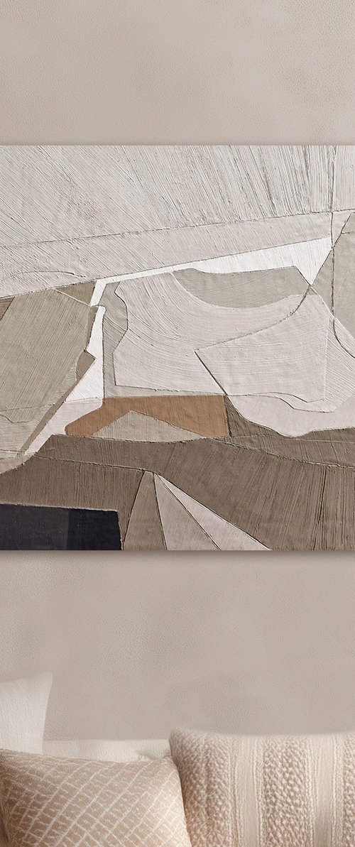 "Bella 5" Textured geometric brown art by Marine