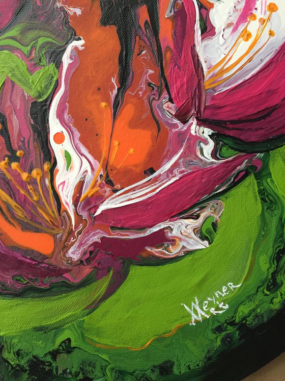 Water lilies. Abstract painting.