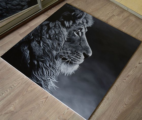 "Lion" , the brave heart  100 X 100 cm