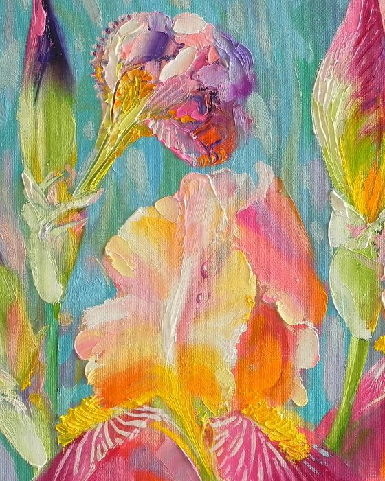 "Irises" Original painting Oil on canvas Home decor