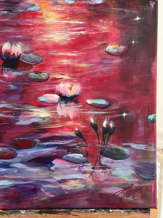Red Sunset At The Pond