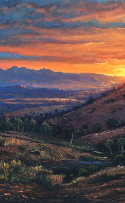 A sunset view of the Flinders Ranges, South Australia by Christopher Vidal