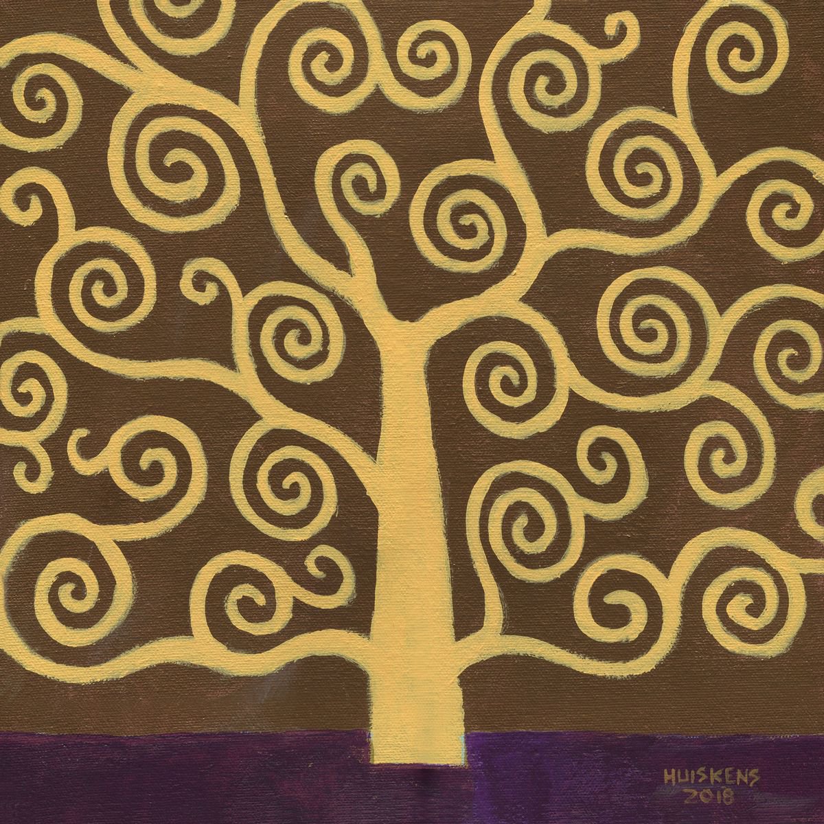 Klimt Tree (Iridescent Rich Bronze And Naples Yellow) by Randal Huiskens