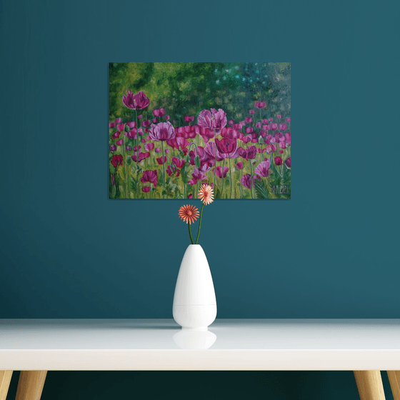 Field of pink poppies