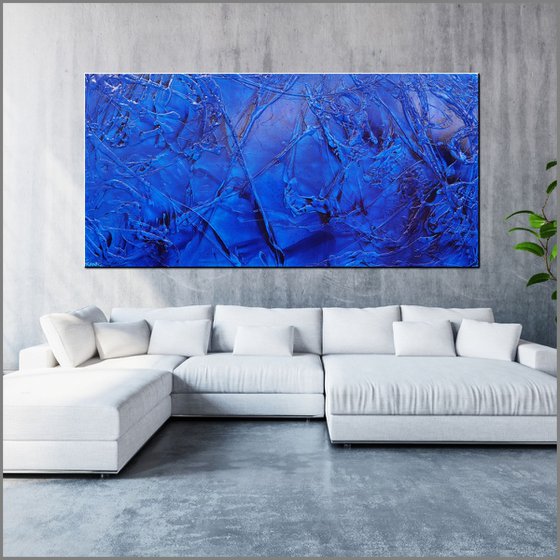 Teal Candy 240cm x 100cm Blue Orange Abstract Art