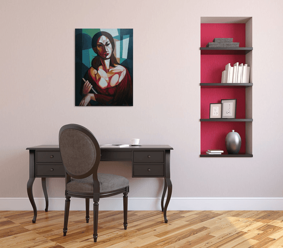 Diary (60x80cm, cubism, oil painting, ready to hang)