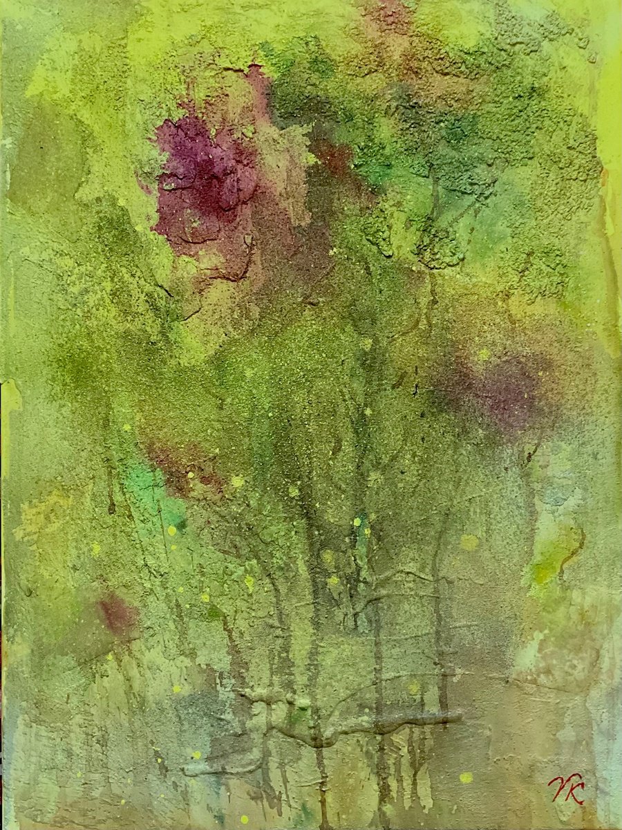 Organic Abstract Painting By Vera Klimova, 24 X 31", Summer Fragrances, Original Artwork