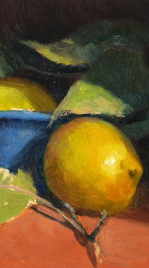 Lemons and a Blue Pot by Pascal Giroud