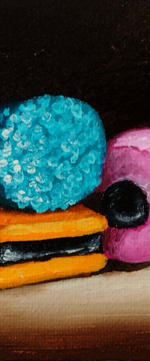 Little Liquorice Allsorts #3 still life by Jane Palmer Art