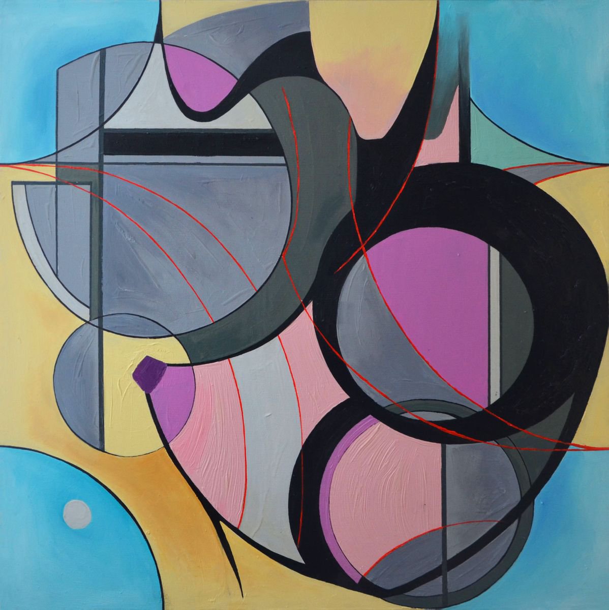 Geometric Abstract Oil Painting By Zhanna Kondratenko, 28 X 28", ? Infinity. Composition 5, Original Artwork