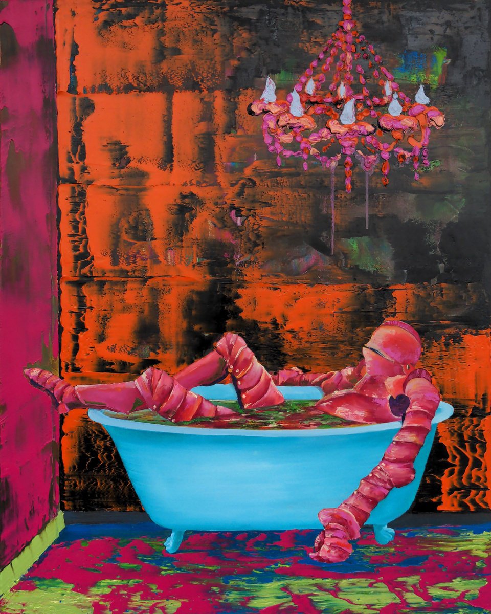 Surrealistic Portrait Oil Painting By Dominic Virtosu, 31 X 39, Moment Of Life, Original Artwork