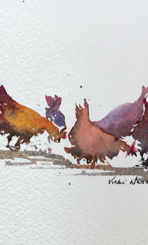 Chickens in the yard by Vicki Washbourne