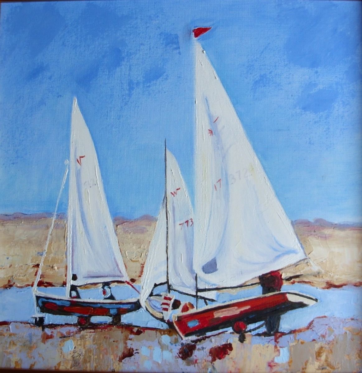 Three Yachts at Brancaster Staithe, Norfolk by Mary Kemp
