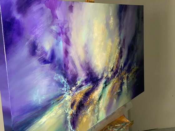 Abstract Oil Painting - Purple Wind 120 x 60 cm