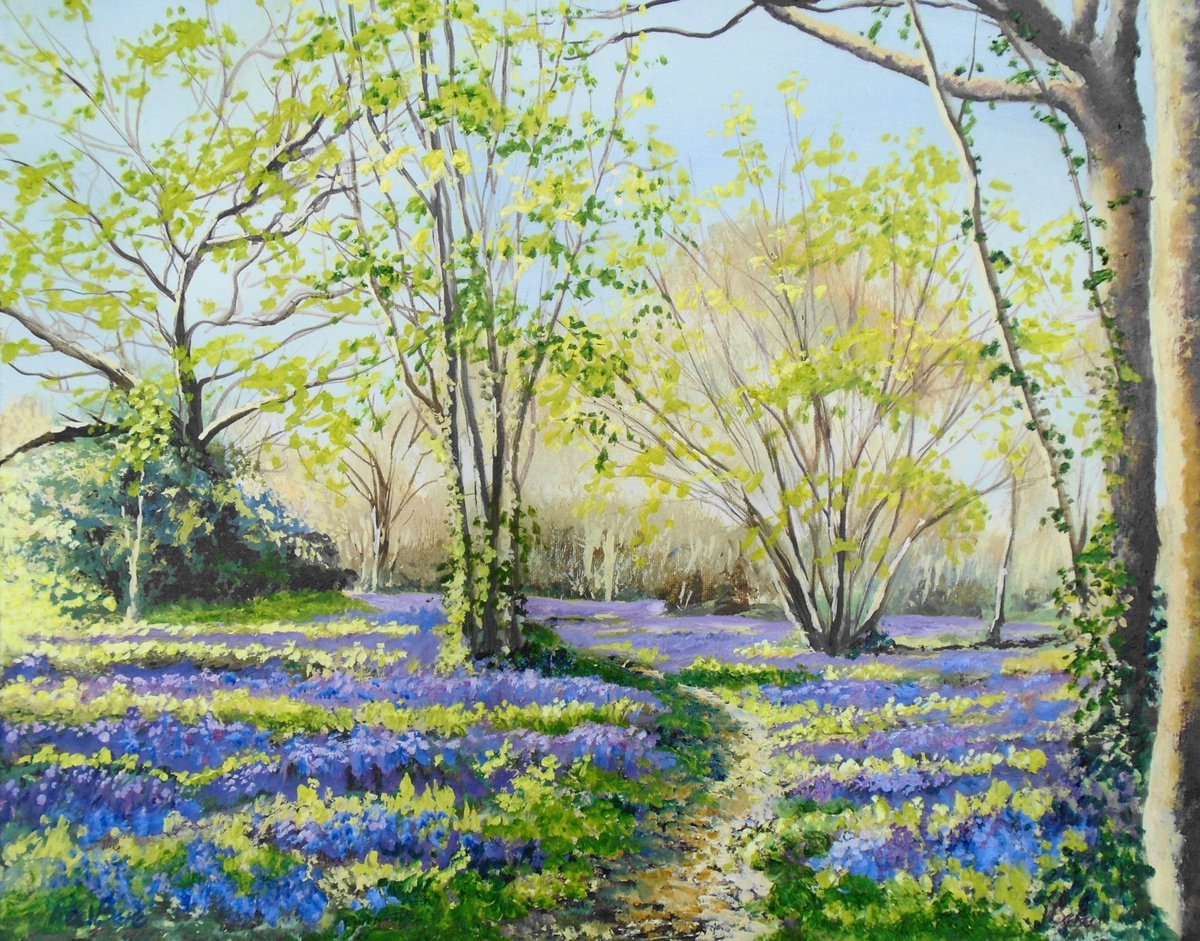 Bluebell Walk Kent Oil painting by Rod Bere Artfinder
