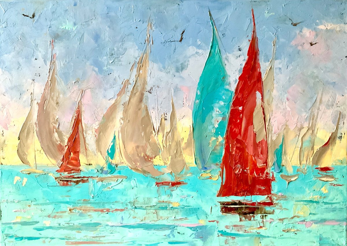 Impressionistic Landscape Oil Painting By Alexandra Jagoda (Ovcharenko), 28 X 20, Winds Of Freedom, Original Artwork