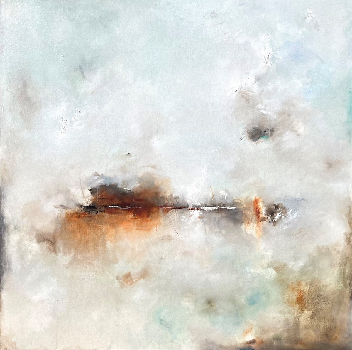 Abstract Oil Painting By Nicholas Kriefall, 48 X 48", Childhood Keep I: Creek, Original Artwork
