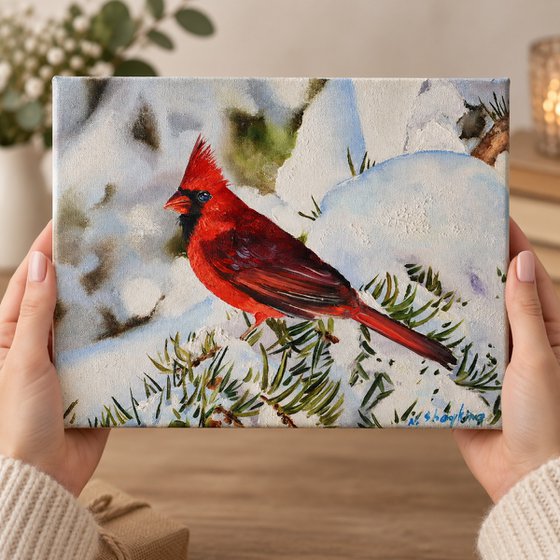 Red Cardinal in Snow