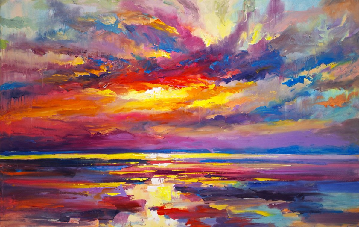 Soft Glow Above The Sea By Andrej Ostapchuk, 55 X 35, Artwork For Sale On Artfinder