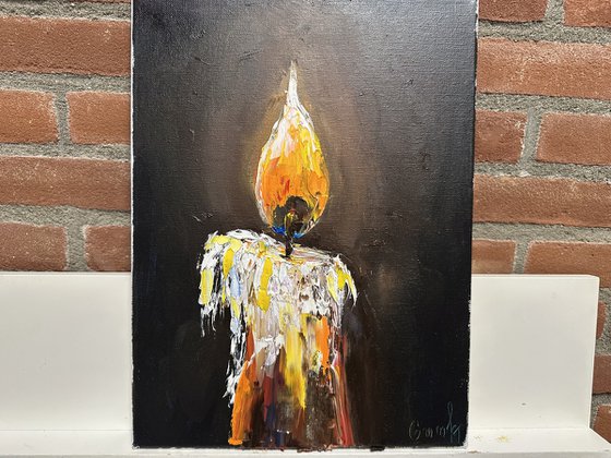 The candle is burning