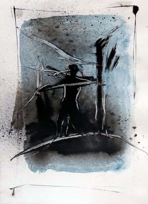 Tightrope walker, 42x29 cm by Frederic Belaubre