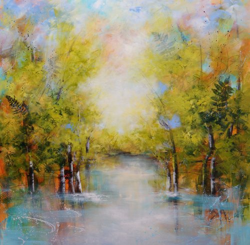"Soft Light Symphony: Serene Lake Reflections", XXL by Vera Hoi