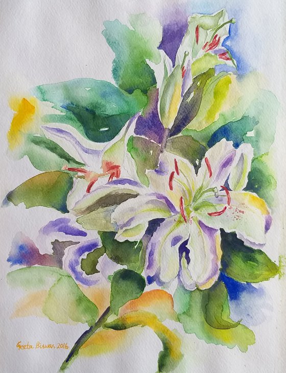 Flowers in watercolor, still life