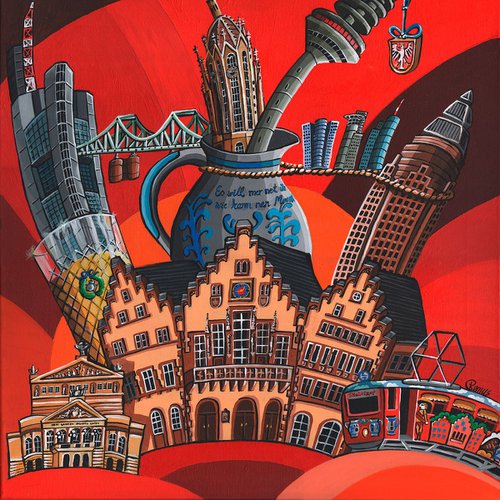 Frankfurt Landmarks (Bembel Red 1) by Marc Remus
