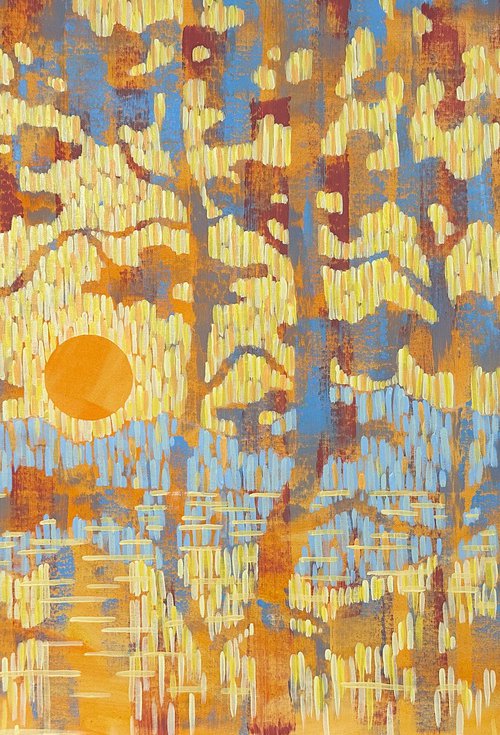 Through the Pines. Yellow Sunset by Ekaterina Prisich