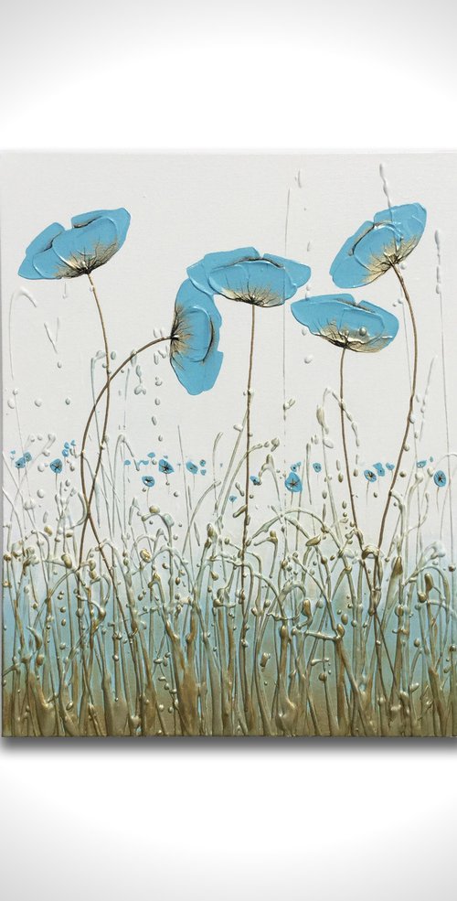 Whisper Blue II Triptych by Carol Wood