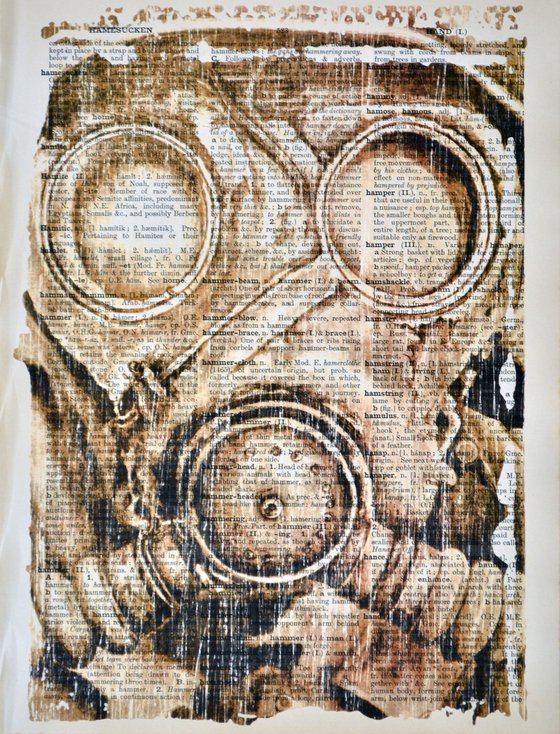 Gas Mask - Collage Art on Large Real English Dictionary Vintage Book Page Perfect Gift For Him